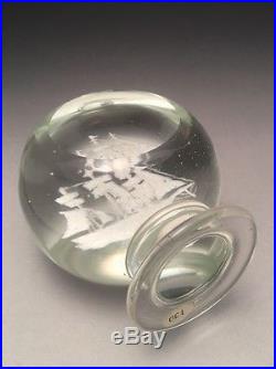Outstanding Millville Art Glass Faceted Sailing Ship Paperweight