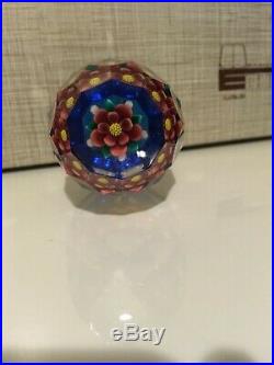 PAPERWEIGHT FLOWER EGG SHAPED Excellent Condition Rare! Ray Banford faceted