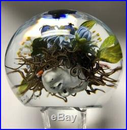 PAUL STANKARD Paperweight Honey Bee'Mask' Botanical with Red Teardrop 9-16-2001