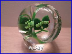 Perthshire Glass Paperweight Caterpillar On Leaves