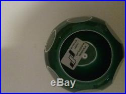 PERTHSHIRE PAPERWEIGHT GREEN DOUBLE OVERLAY BOUQUET 1996F WithBOX AND CERTIFICATE