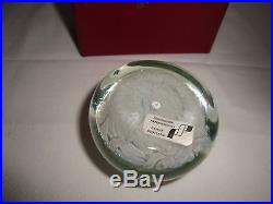 PERTHSHIRE Paper weight Christmas white with green holly Very Very rare find