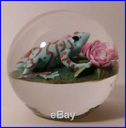PHENOMENAL CLINTON SMITH Frog Lampwork Art Glass PAPERWEIGHT & Signature Cane