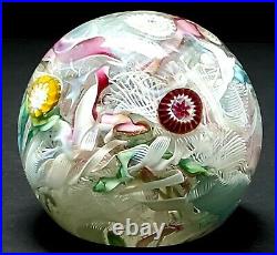 Paperweight Art Glass Scattered Millefiori Latticino