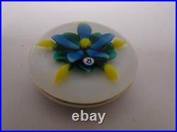 Paperweight Artist Bob Banford Lampwork Blue Flower Art Glass Pendant B Cane