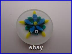 Paperweight Artist Bob Banford Lampwork Blue Flower Art Glass Pendant B Cane