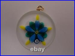 Paperweight Artist Bob Banford Lampwork Blue Flower Art Glass Pendant B Cane