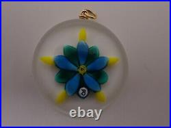 Paperweight Artist Bob Banford Lampwork Blue Flower Art Glass Pendant B Cane