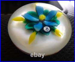 Paperweight Artist Bob Banford Lampwork Blue Flower Art Glass Pendant B Cane