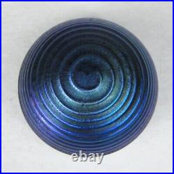 Paperweight Smyers Signed Blue Iridescent Art Glass Spiral Purple CHIPS 78 or 76