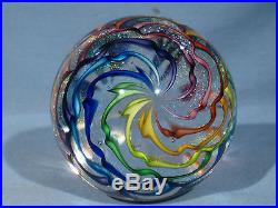 Paperweights Contemporary Art Glass Alloway 3.18 inch Dichroic Rainbow #661