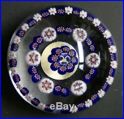 Parabelle Glass Paperweight Concentric Design with Pansy Cane Center 2 3/4