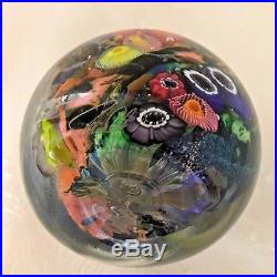 Paul Counts Hand Blown Multiple Overlay Art Glass Signed Ocean Paperweight 3.25