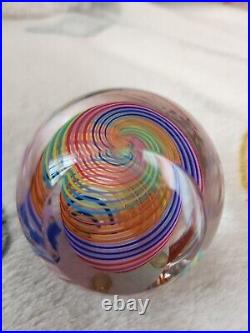 Paul Harrie 3in Rainbow Striped Paperweight. With Original Lable