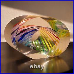 Paul Harrie Art Glass Contemporary Sunrise Eclipse Paperweight (American)