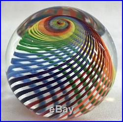 Paul Harrie Signed Paperweight Multi Colored Rainbow Swirl 2-1/2. Super nice