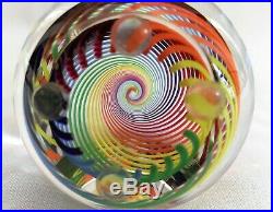 Paul Harrie Signed Paperweight Multi Colored Rainbow Swirl 2-1/2. Super nice