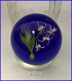 Paul STANKARD Four ORCHID BLOOMS Art Glass PAPERWEIGHT