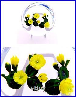 Paul Stankard 1979 Limited Edition Flowering Cactus On Clear Ground Paperweight