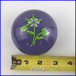 Perthshire 1974B Flower and Buds Lampwork Lilac Ground Vintage Paperweight