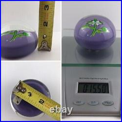 Perthshire 1974B Flower and Buds Lampwork Lilac Ground Vintage Paperweight