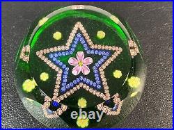 Perthshire 1998 Art Glass Paperweight Star Millefiori and Flower Faceted Window