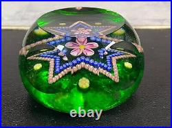 Perthshire 1998 Art Glass Paperweight Star Millefiori and Flower Faceted Window