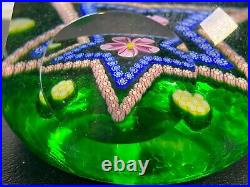 Perthshire 1998 Art Glass Paperweight Star Millefiori and Flower Faceted Window