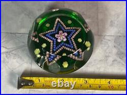 Perthshire 1998 Art Glass Paperweight Star Millefiori and Flower Faceted Window