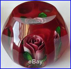 Perthshire Faceted Mauve Overlay Rose Paperweight