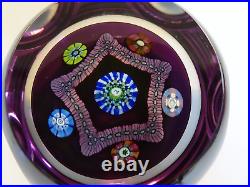 Perthshire Glass PP32 1981 M CANE Star Millefiori Faceted Paperweight Scotland