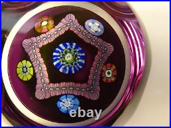 Perthshire Glass PP32 1981 M CANE Star Millefiori Faceted Paperweight Scotland