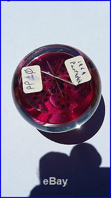 Perthshire Glass Paperweight, 1969# PP10. Star Cut Base, on Translucent Red Ground