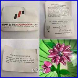 Perthshire Miniature Pink Clematis Flower 1978F Lampwork Paperweight Box & Cert