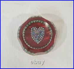 Perthshire Multi-Faceted Millefiori Heart on Red Ground Paperweight