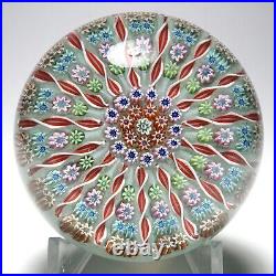 Perthshire PP1 Lime Green Ground Millefiori Paperweight with 15 Panels