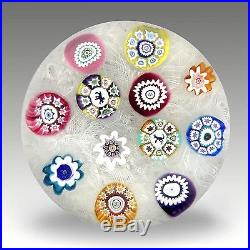 Perthshire PP12 millefiori glass paperweight signed + dated / presse papiers