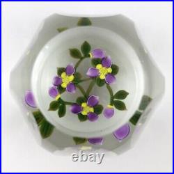 Perthshire PP221 2000 Amethyst & Yellow Flower Bouquet Faceted Paperweight Cert