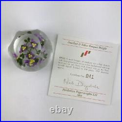 Perthshire PP221 2000 Amethyst & Yellow Flower Bouquet Faceted Paperweight Cert