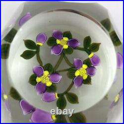 Perthshire PP221 2000 Amethyst & Yellow Flower Bouquet Faceted Paperweight Cert