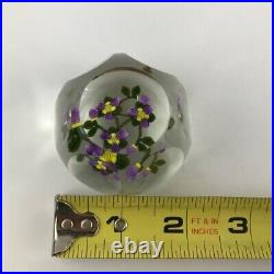 Perthshire PP221 2000 Amethyst & Yellow Flower Bouquet Faceted Paperweight Cert