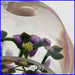 Perthshire PP221 2000 Amethyst & Yellow Flower Bouquet Faceted Paperweight Cert