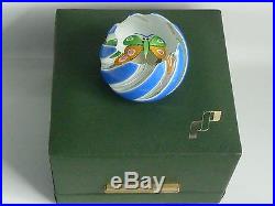Perthshire Paperweight 1976B Miniature Blue White Overlay Butterfly COA Box EC