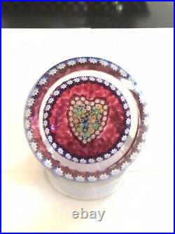 Perthshire Paperweight Complex Heart Millefiori Canes On Wine Field