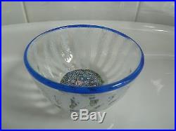 Perthshire Paperweight End of Day Center withLatticinio Rod Sides Bowl EC