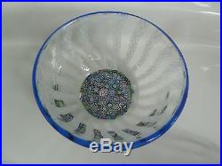 Perthshire Paperweight End of Day Center withLatticinio Rod Sides Bowl EC