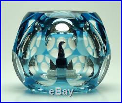 Perthshire Penguin Bubble Paperweight blue flash overlay