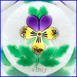Perthshire Studio Art Glass Lampwork Pansy Flower Faceted Numbered Paperweight