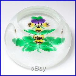 Perthshire Studio Art Glass Lampwork Pansy Flower Faceted Numbered Paperweight