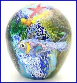 Phenomenal PETER RAOS Vibrant Pacific FISH & CORAL REEF Art Glass PAPERWEIGHT